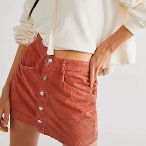 Free People Ray Cord Mini Skirt in Mauve